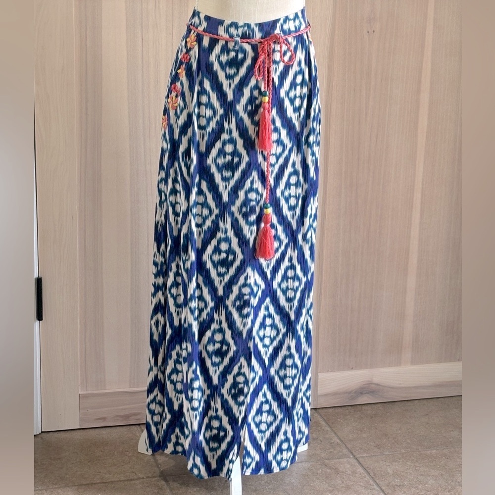 Soft Surroundings Geometric Patterned Maxi Skirt. Embroidered | Women’s Sz-S |